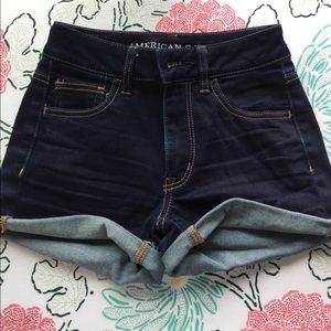 American eagle dark denim jean shorts. Hi rise