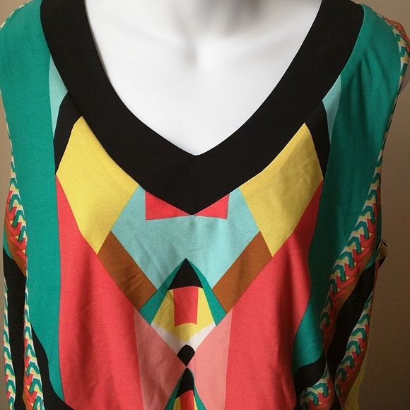 Multicolored v neck maxi dress size XL - Picture 2 of 3