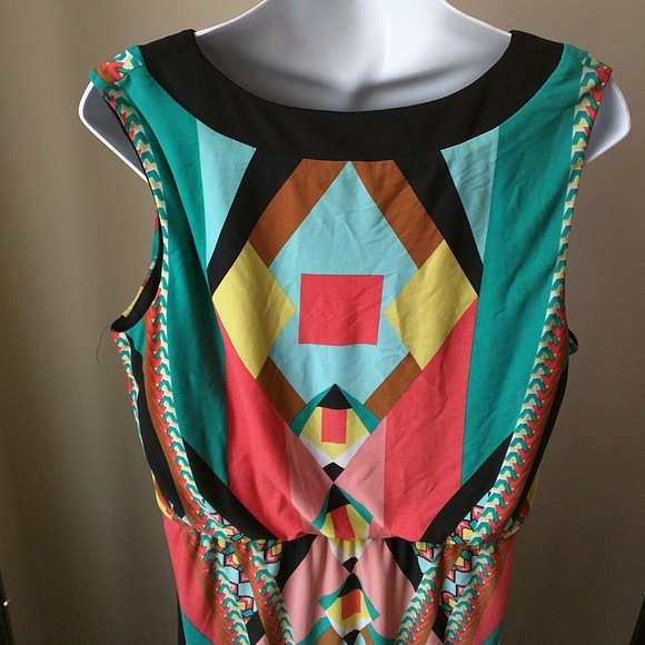 Multicolored v neck maxi dress size XL - Picture 3 of 3