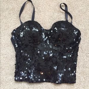 Black sequenced crop top corsette