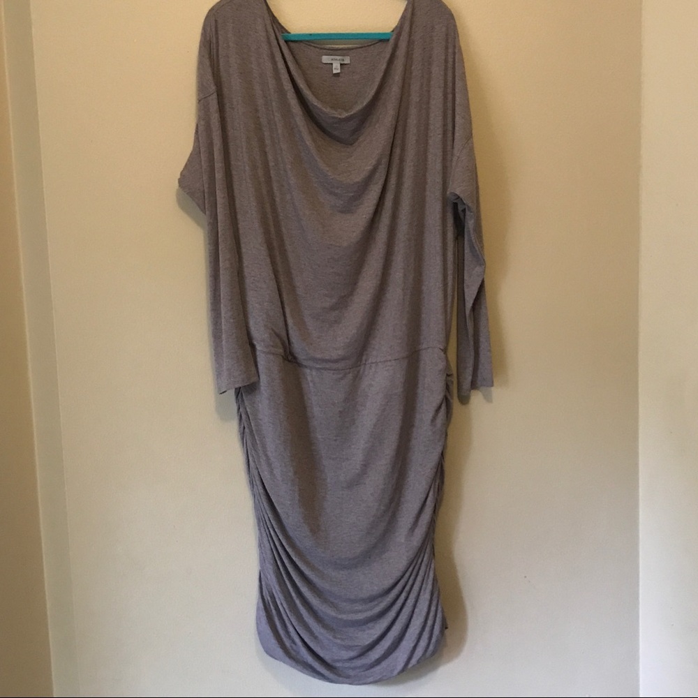 ATHLETA Heathered Ruched Tulip Longsleeve Dress 1X