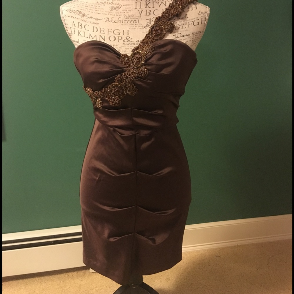 Beautiful brown one shoulder cocktail dress