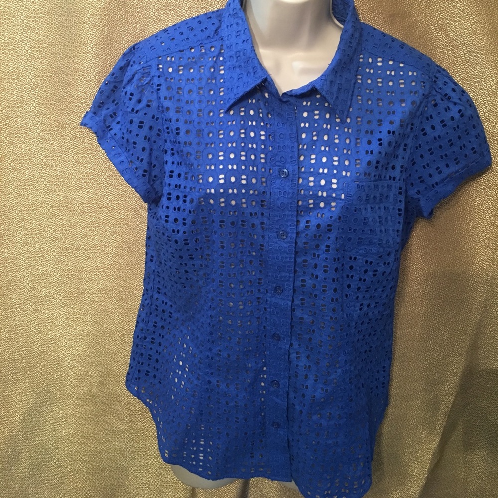 New York and Company stretch cotton eyelet blouse