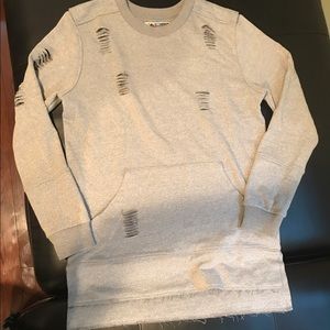 Entree grey destroyed oversized sweatshirt