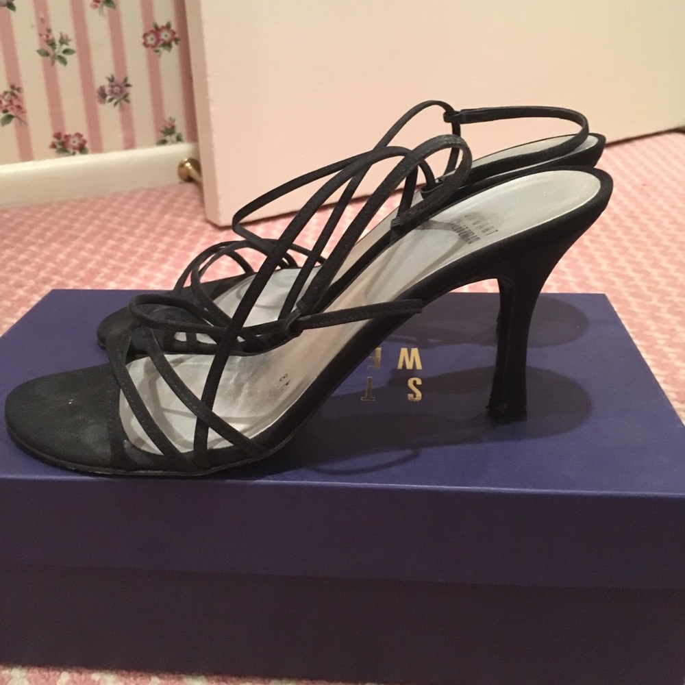 Stuart Weitzman black strappy sandals; size 8