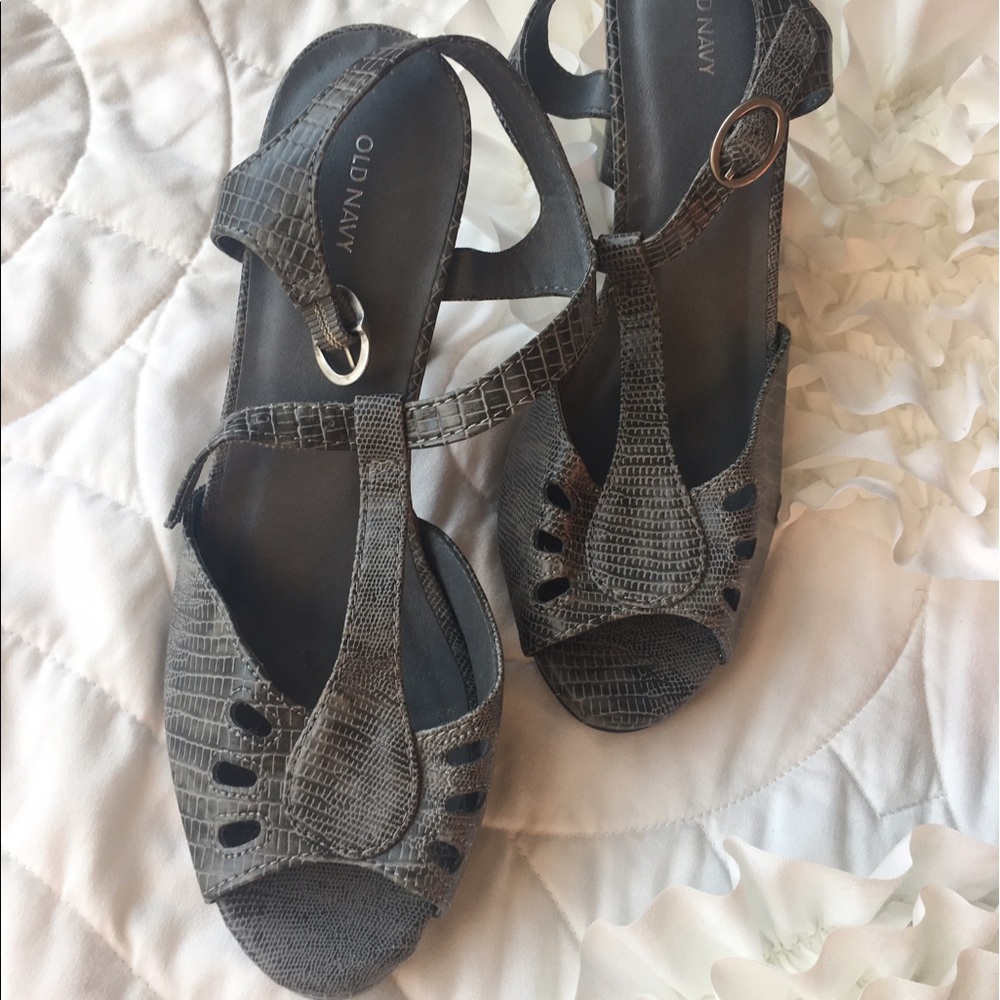 Gray snake skin heels old navy