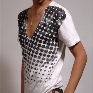 Deep Black and White V Neck Tee!