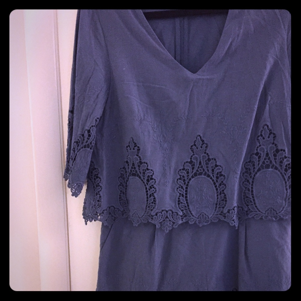 Embroidered Blue Romper - Picture 2 of 4