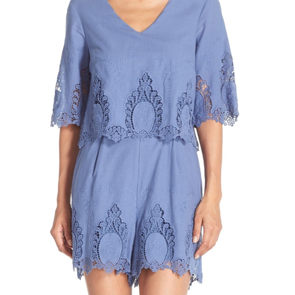 Embroidered Blue Romper