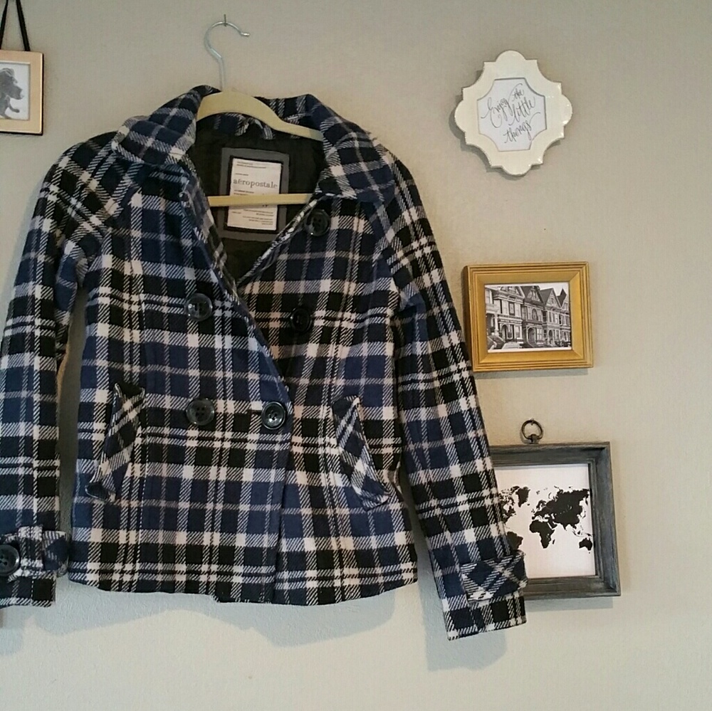 Aeropostale Plaid Peacoat