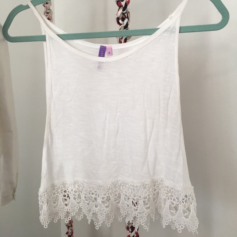 LF White Crochet Tank Top
