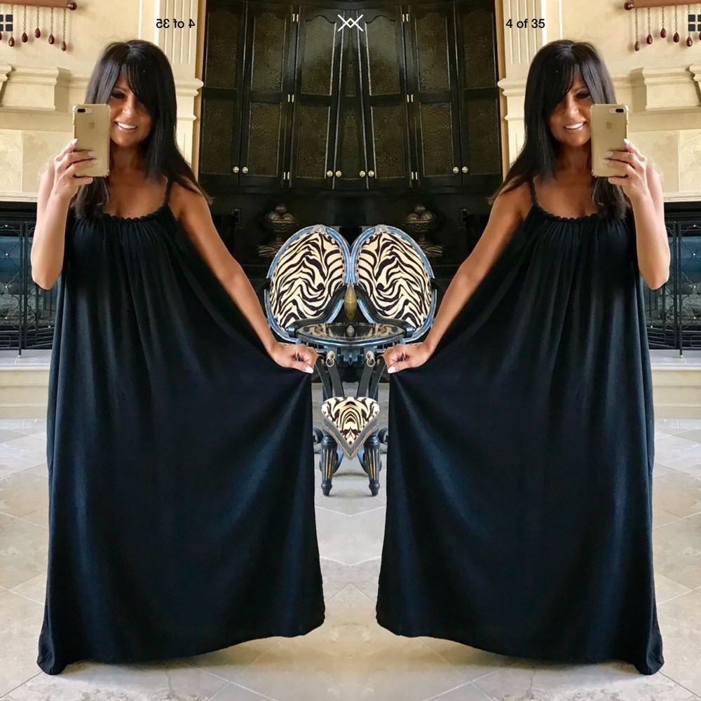 Beach Gypsy Plus Black Flowy Maxi Dress
