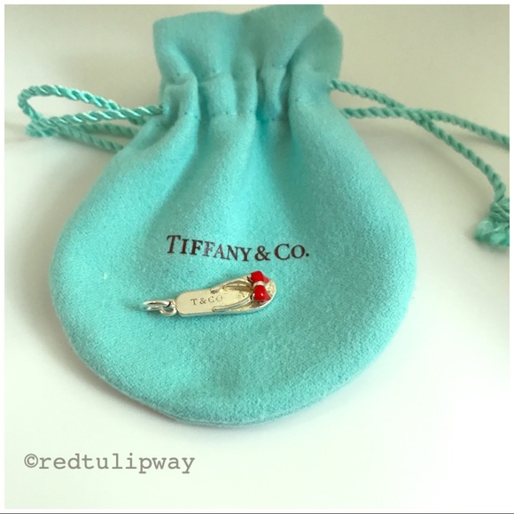 🌹SOLD🌹Auth. Tiffany & Co. Red Flip Flop Charm - Picture 1 of 3
