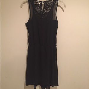 High-low black dress with laced back