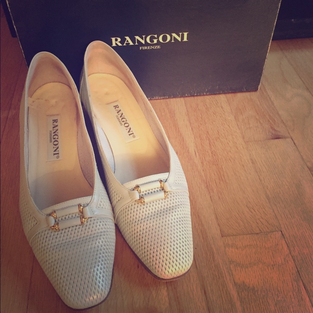 Rangoni white leather comfort heel