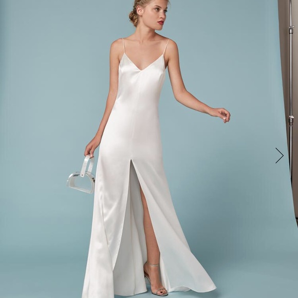 white silk party dress