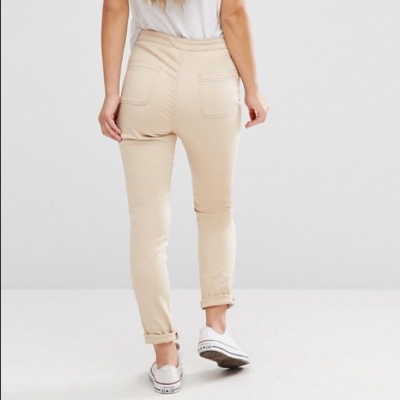 👖ASOS SKINNY CREAM JEANS RIPPED KNEE👖 - Picture 3 of 4