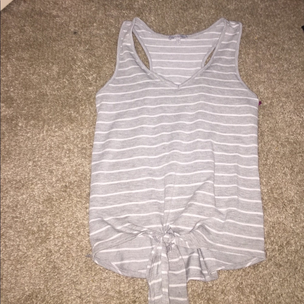 Grey and white striped tank top