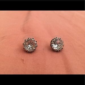 Silver stud gemstone earrings