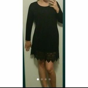 NWT Black Dress With Lace Trim
