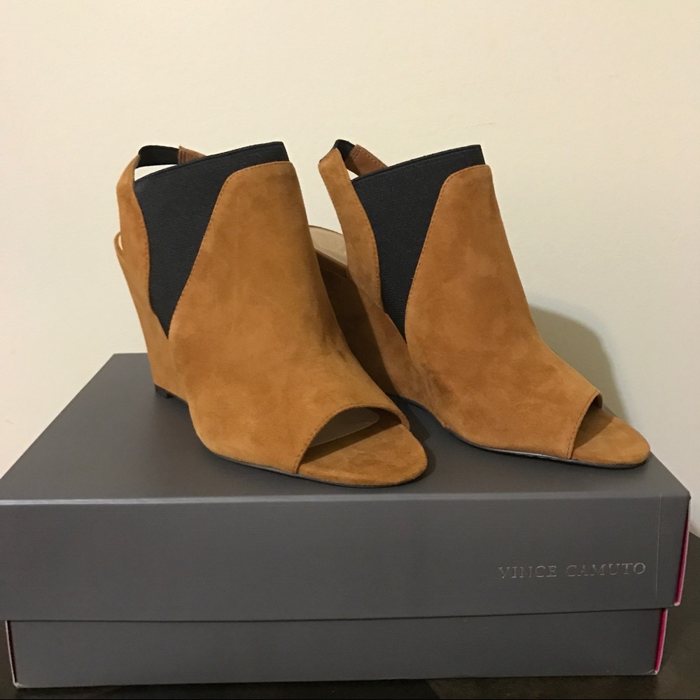 Vince Camuto Sling Black Wedge Sandals