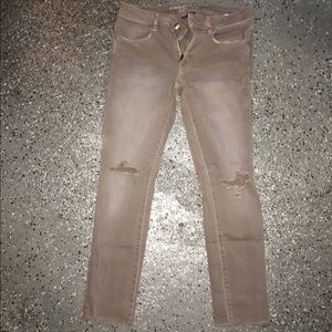 Tan American Eagle Crop Stretchy Jeggings