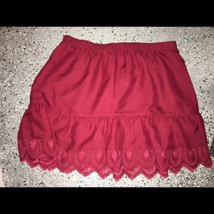 Red Lace Trim Madewell Skirt