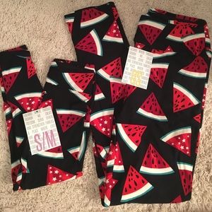 Lularoe OS S/M Americana leggings NWT watermelon