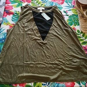 NWT Forever 21 Plus Mesh Olive Top