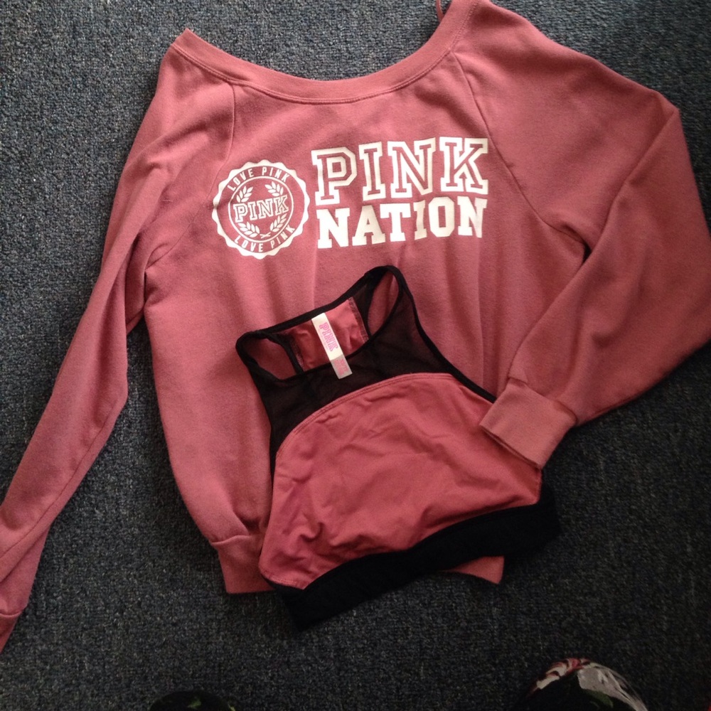PINK OTS Sweatshirt + Matching Sports Bra💖💖💖