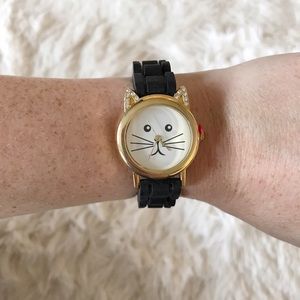 🆕 Cat Watch W/ Black Rubber Band & Rhinestones