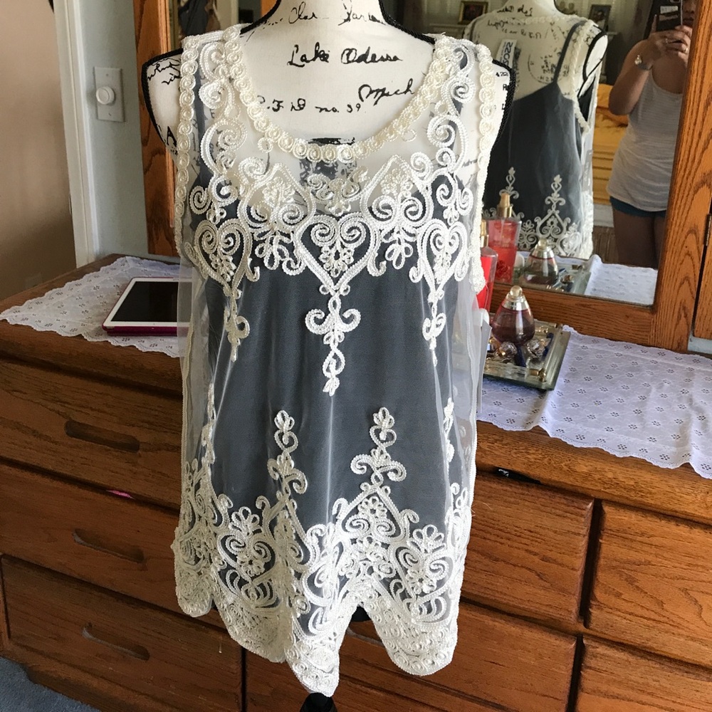 Sheer lace blouse/cover up