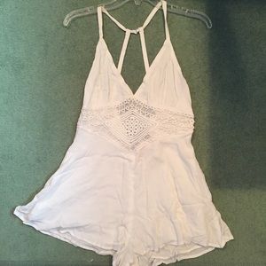 White romper with lace