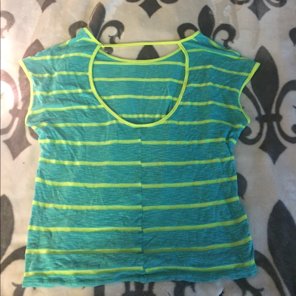 Neon colored Open back stretchy short sleeve top