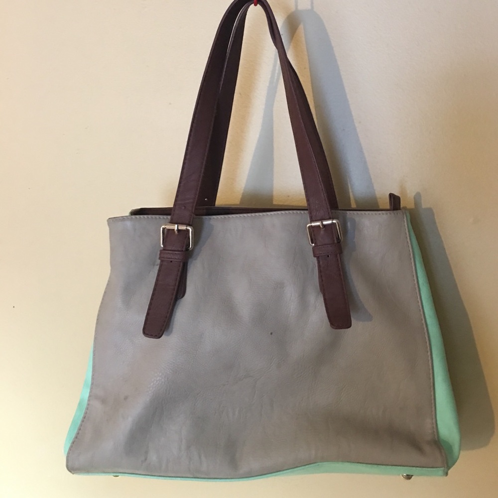 Charming Charlie's teal and tan bag