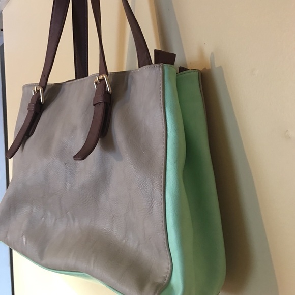 Charming Charlie's teal and tan bag - Picture 2 of 5
