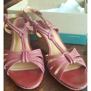 Clarks red leather sandals
