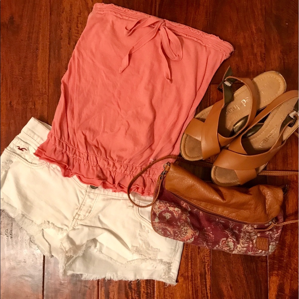 Hollister strapless tee and cut offs bundle