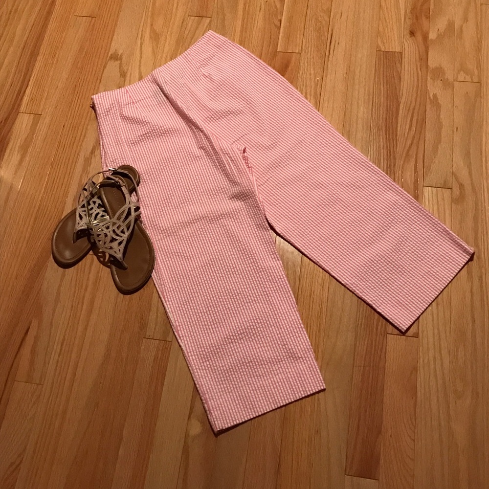 PERFECT SUMMER PANT• pink&white stripe sear sucker