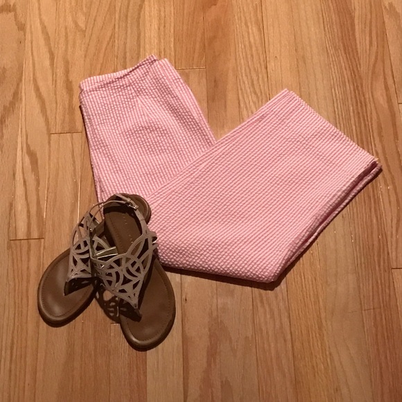 PERFECT SUMMER PANT• pink&white stripe sear sucker - Picture 2 of 5