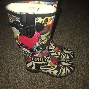 Multi Colored Comfy Rain Boots