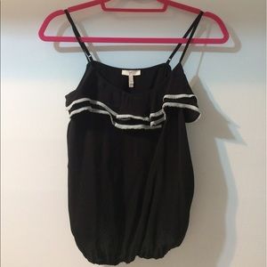 Joie XS 100% silk Black w/baby blue detailing