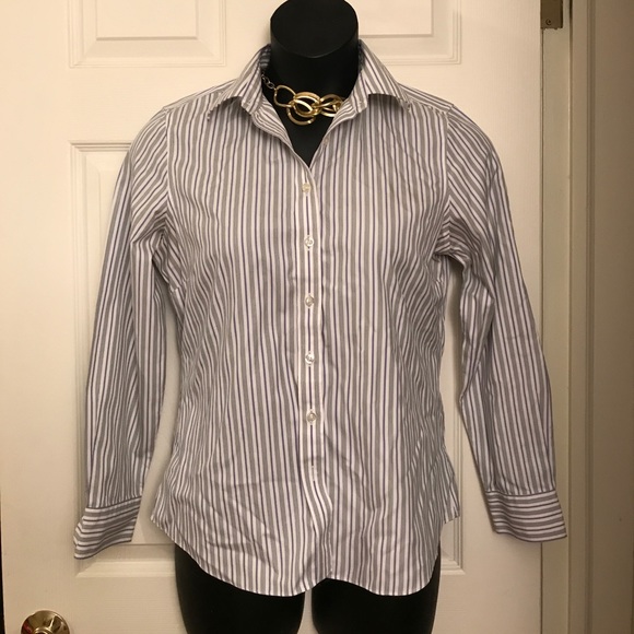 Lands end no iron button up long sleeved top - Picture 1 of 6