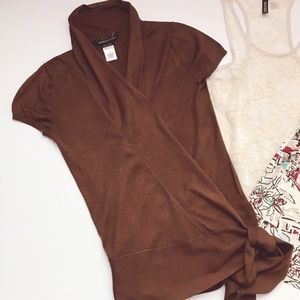 BCBGMAXAZRIA, s/s brown waist wrap cardigan