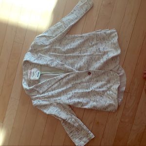 Unique heathered blazer with flounce!