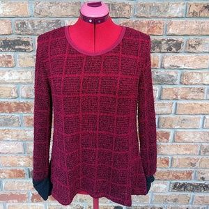 Burgandy & Black Crocheted Sweater