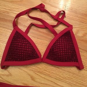 Red swimsuit top and bottom