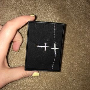 Sterling silver cz cross ring and bracelet set