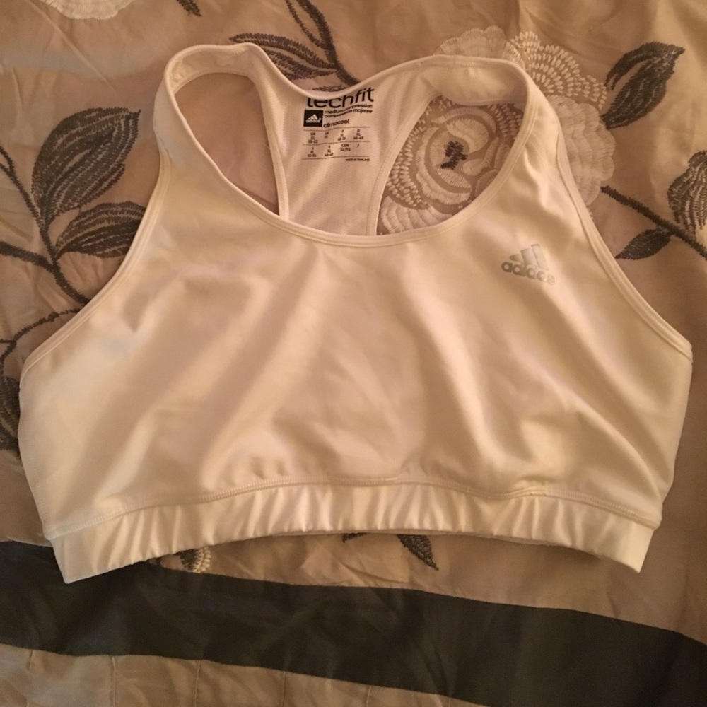 White Tech-Fit Adidas sports bra