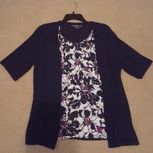 CROFT & BARROW one piece navy blue/floral blouse